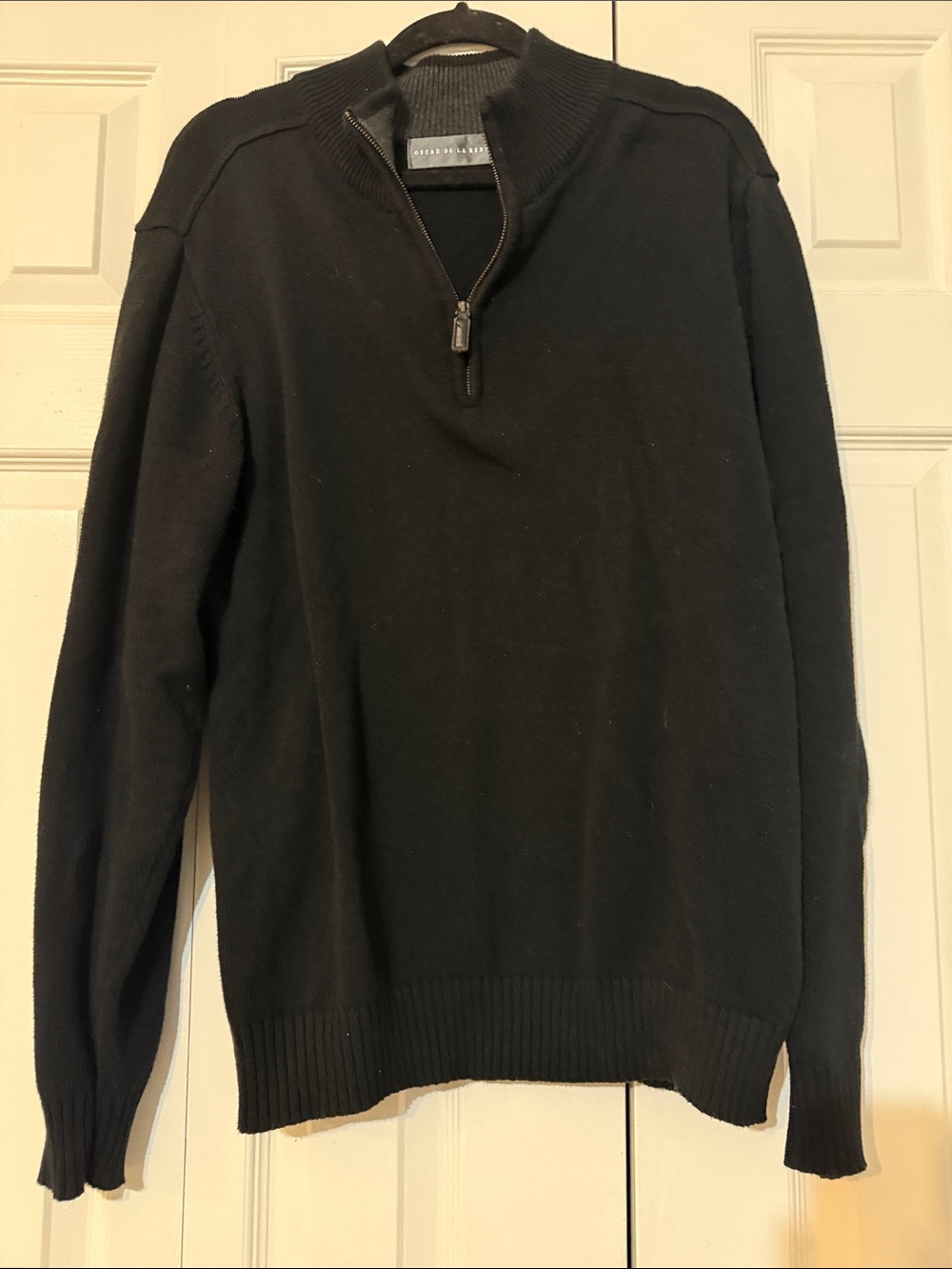 Oscar de la Renta Black Half-Zip Men's Sweater
